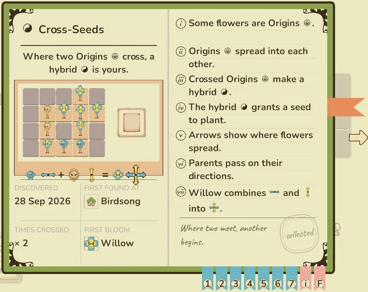 The Herbiary page explaining how two flowers make a hybrid